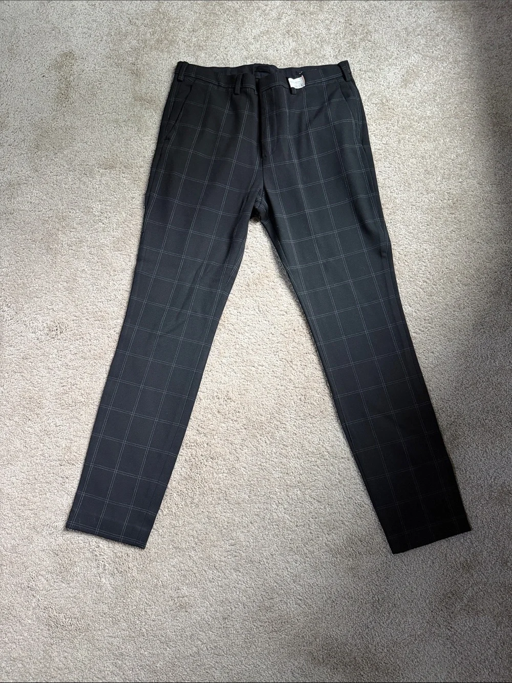 H&M Men’s Black Windowpane Skinny Fit Suit Jacket & Pants 33R